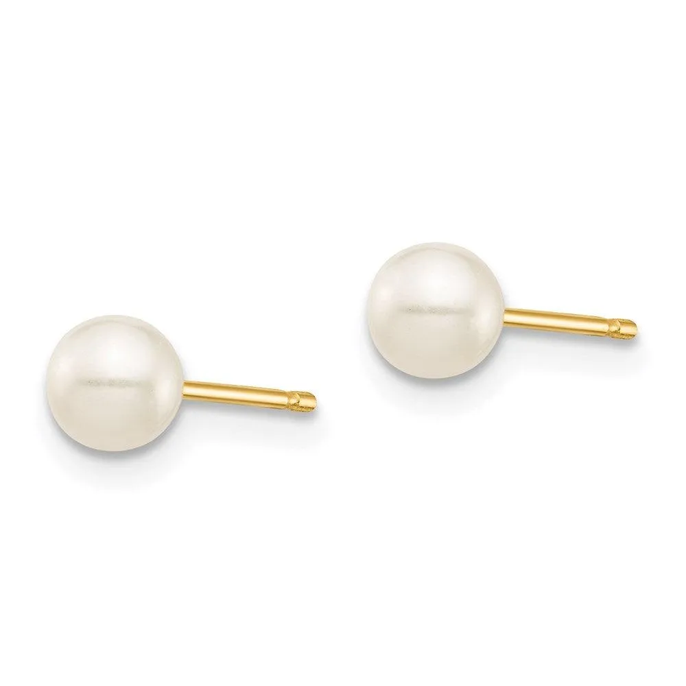 Madi K Kid's 14K  4-5mm White Round Freshwater Cultured Pearl Stud Post Earrings