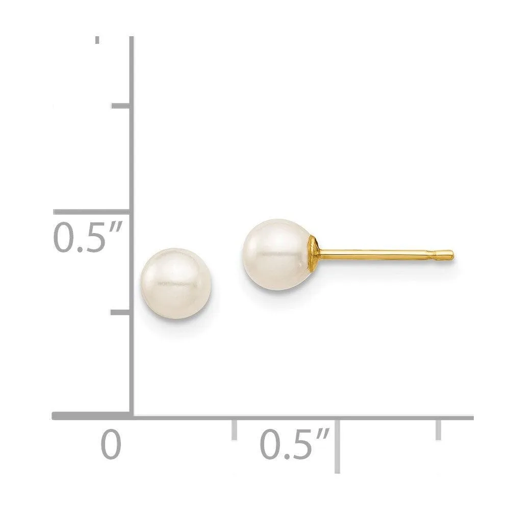 Madi K Kid's 14K  4-5mm White Round Freshwater Cultured Pearl Stud Post Earrings