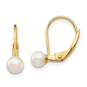 Madi K Kid's 14K  4-5mm White Round FW Cultured Pearl Leverback Earrings