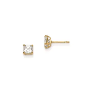 Madi K Kid's 14k  4mm Square CZ Basket Set Stud Earrings