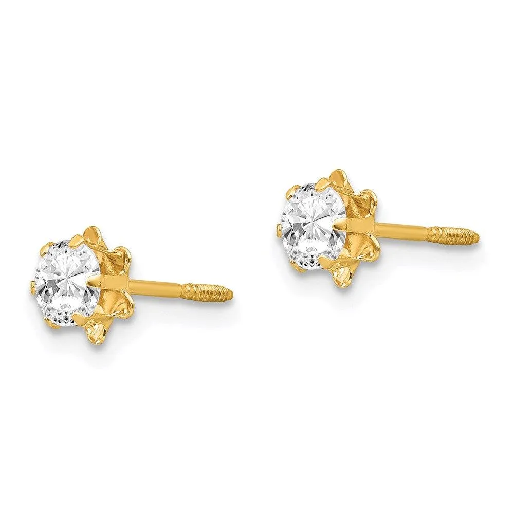 Madi K Kid's 14k  4mm Synthetic (Apr) Screwback Earrings