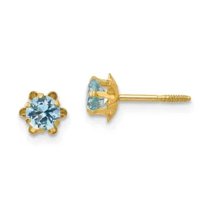 Madi K Kid's 14k  4mm Synthetic (Mar) Screwback Earrings