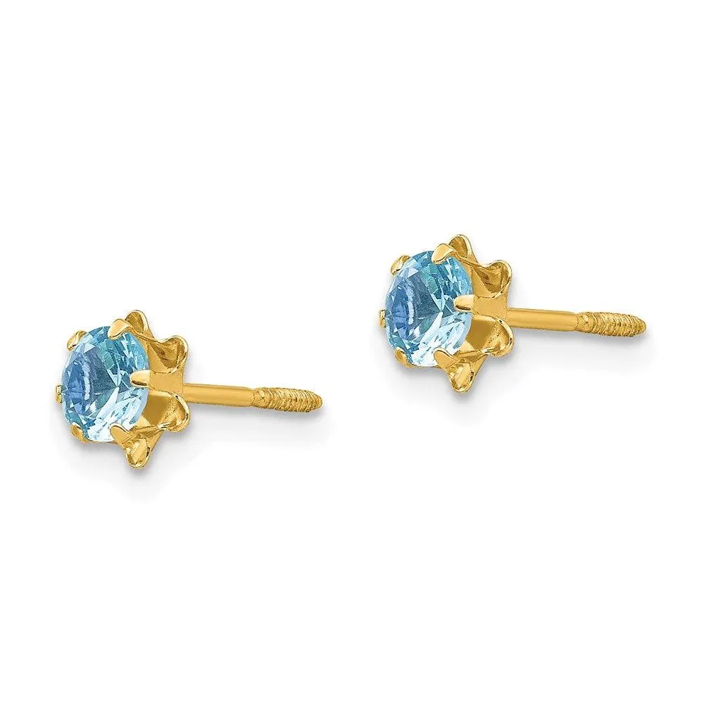 Madi K Kid's 14k  4mm Synthetic (Mar) Screwback Earrings