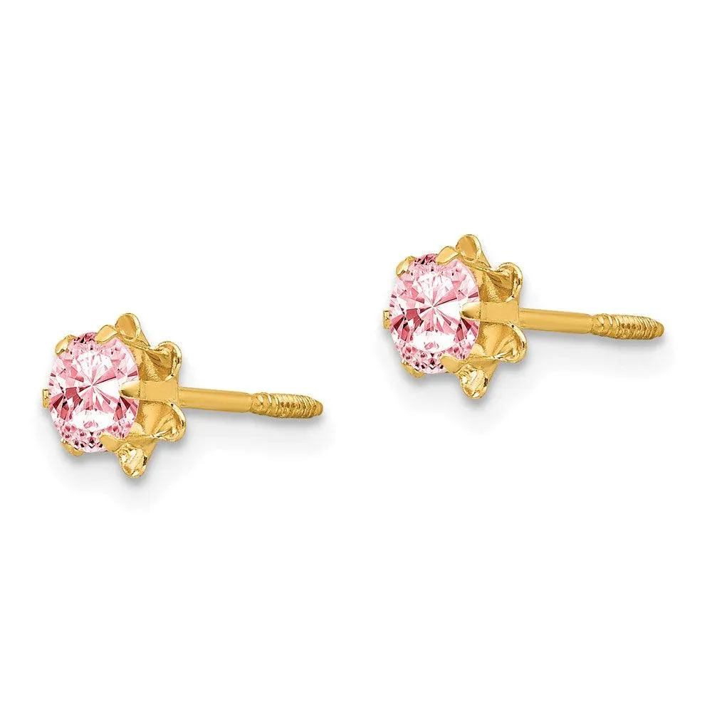 Madi K Kid's 14k  4mm Synthetic (Oct) Screwback Earrings