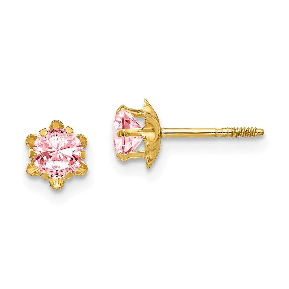 Madi K Kid's 14k  4mm Synthetic (Oct) Screwback Earrings