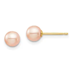 Madi K Kid's 14K  5-6mm Pink Round FW Cultured Pearl Stud Post Earrings