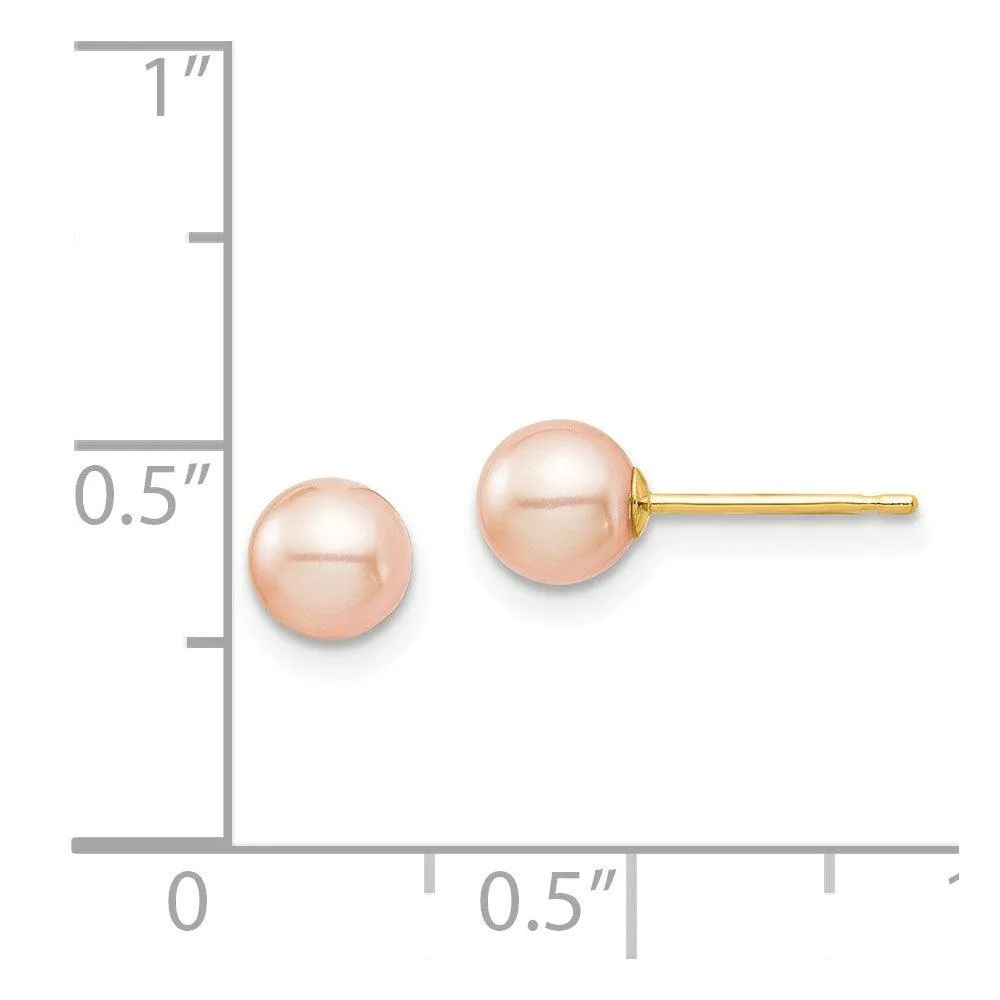 Madi K Kid's 14K  5-6mm Pink Round FW Cultured Pearl Stud Post Earrings
