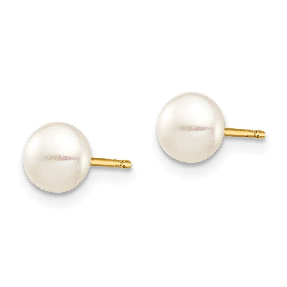Madi K Kid's 14k  5-6mm White Button Freshwater Cultured Pearl Stud Post Earrings