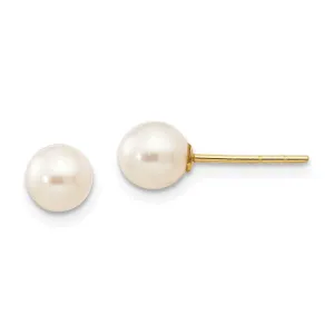 Madi K Kid's 14k  5-6mm White Near Round Freshwater Cultured Pearl Post Earrings
