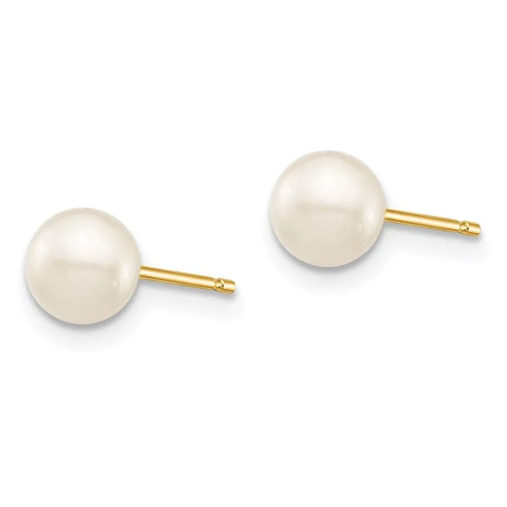 Madi K Kid's 14K  5-6mm White Round Freshwater Cultured Pearl Stud Post Earrings