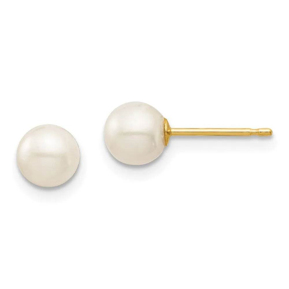Madi K Kid's 14K  5-6mm White Round Freshwater Cultured Pearl Stud Post Earrings