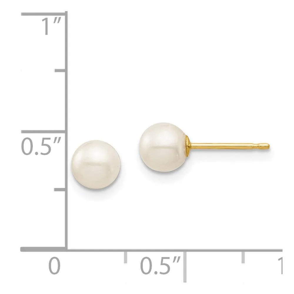 Madi K Kid's 14K  5-6mm White Round Freshwater Cultured Pearl Stud Post Earrings