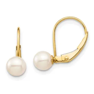 Madi K Kid's 14K  5-6mm White Round FW Cultured Pearl Leverback Earrings
