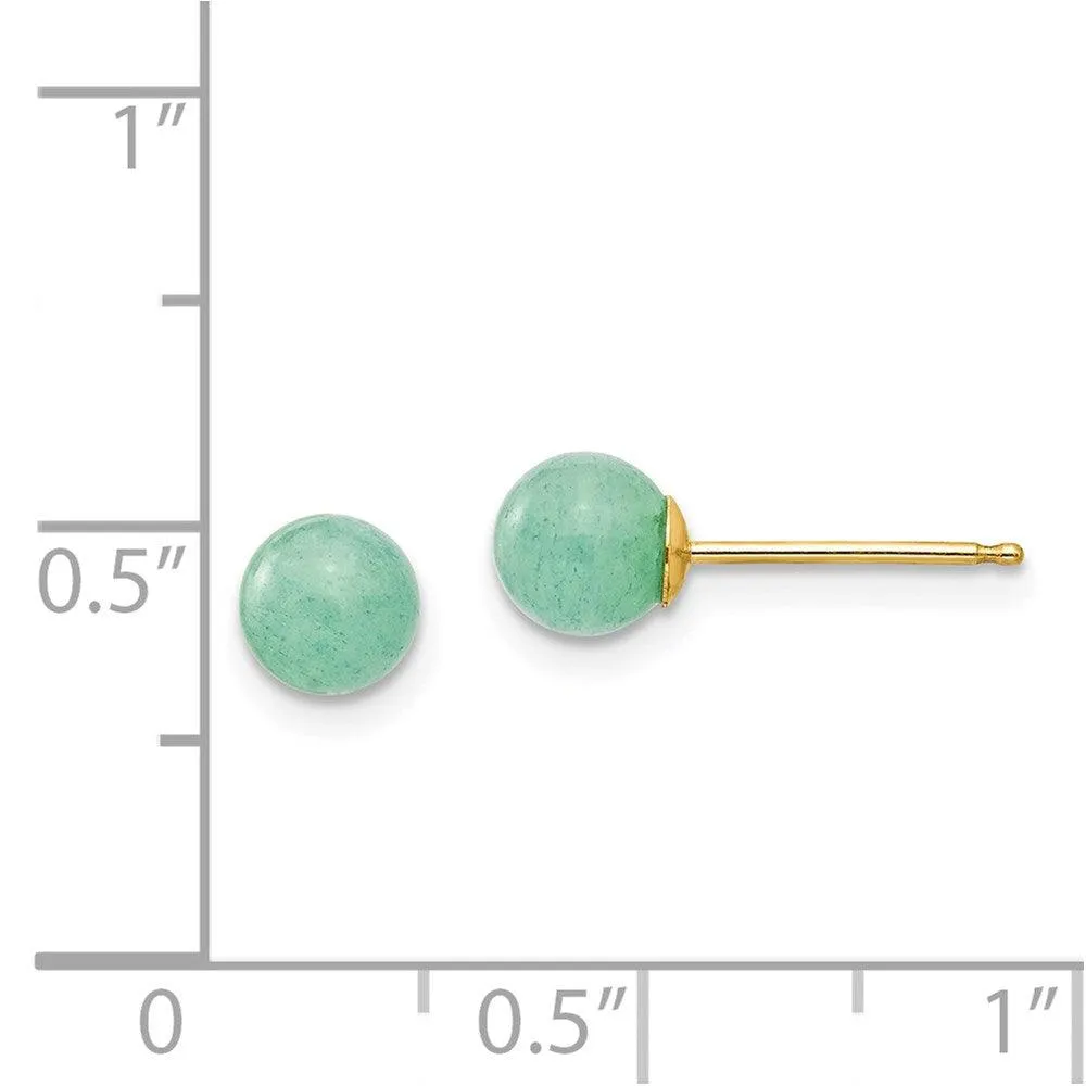 Madi K Kid's 14k  5mm Green Natural Stone Post Earrings
