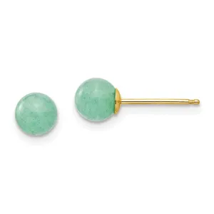 Madi K Kid's 14k  5mm Green Natural Stone Post Earrings