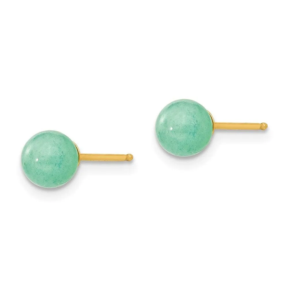 Madi K Kid's 14k  5mm Green Natural Stone Post Earrings