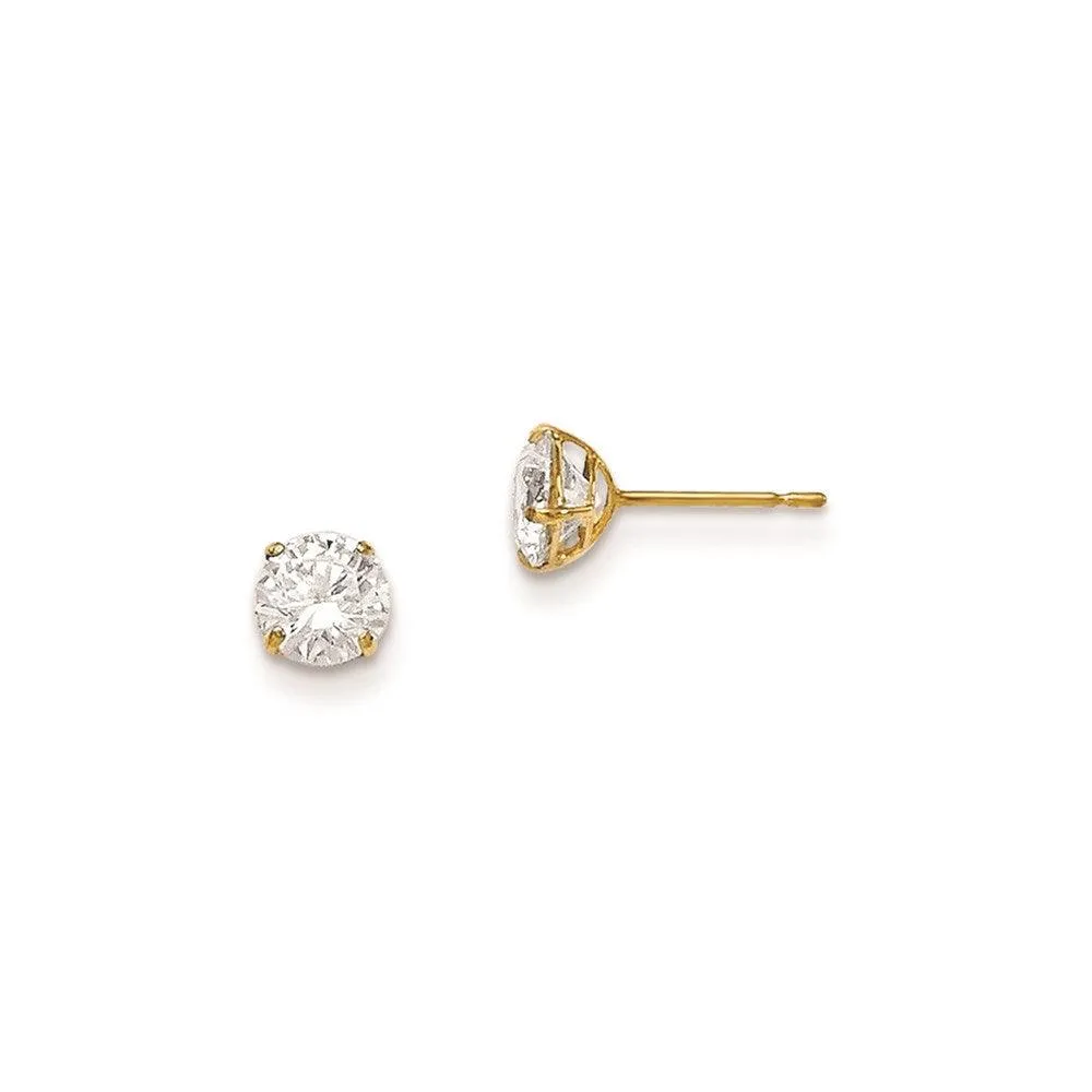 Madi K Kid's 14k  5mm Round CZ Basket Set Stud Earrings