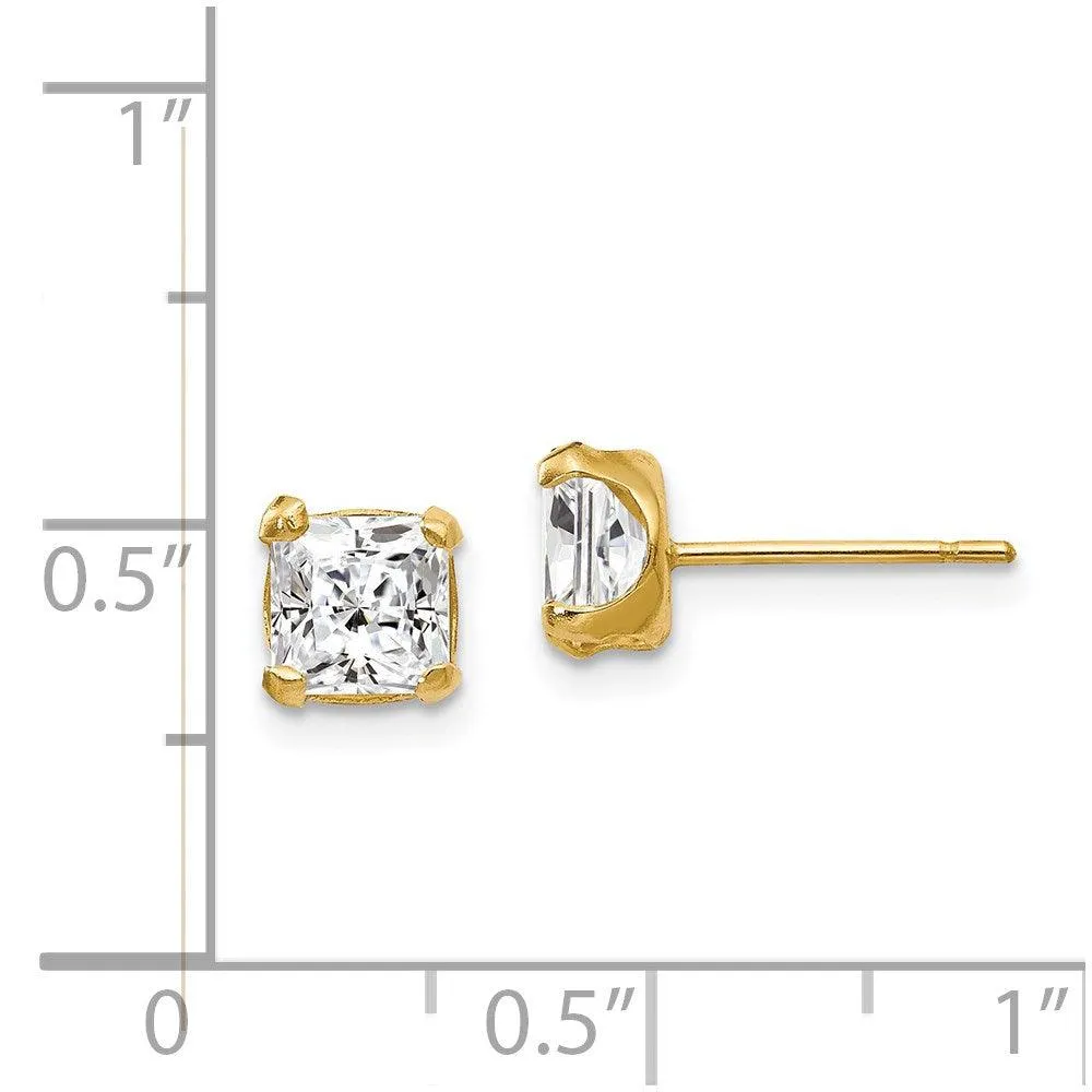 Madi K Kid's 14k  5mm Square CZ Post Earrings