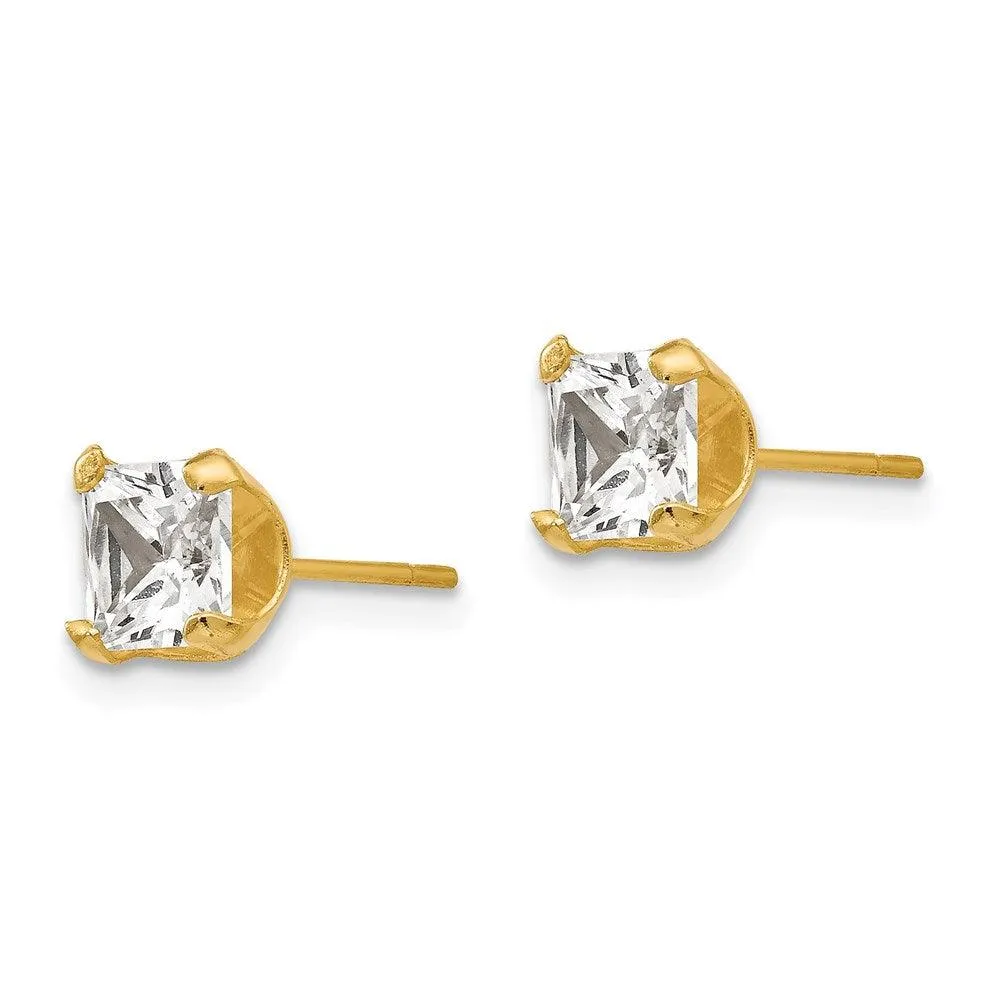 Madi K Kid's 14k  5mm Square CZ Post Earrings