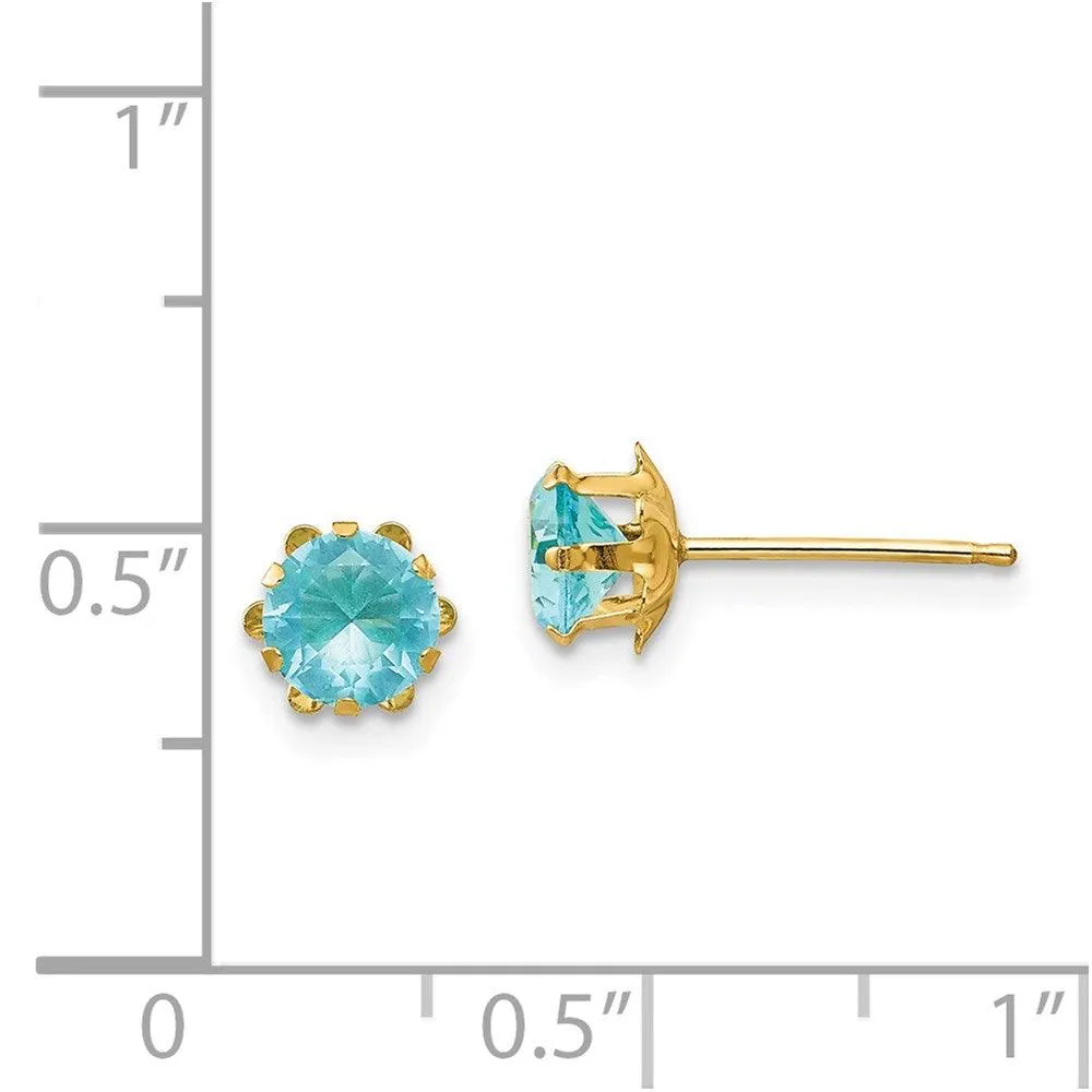 Madi K Kid's 14k  5mm Synthetic (Mar) Earrings