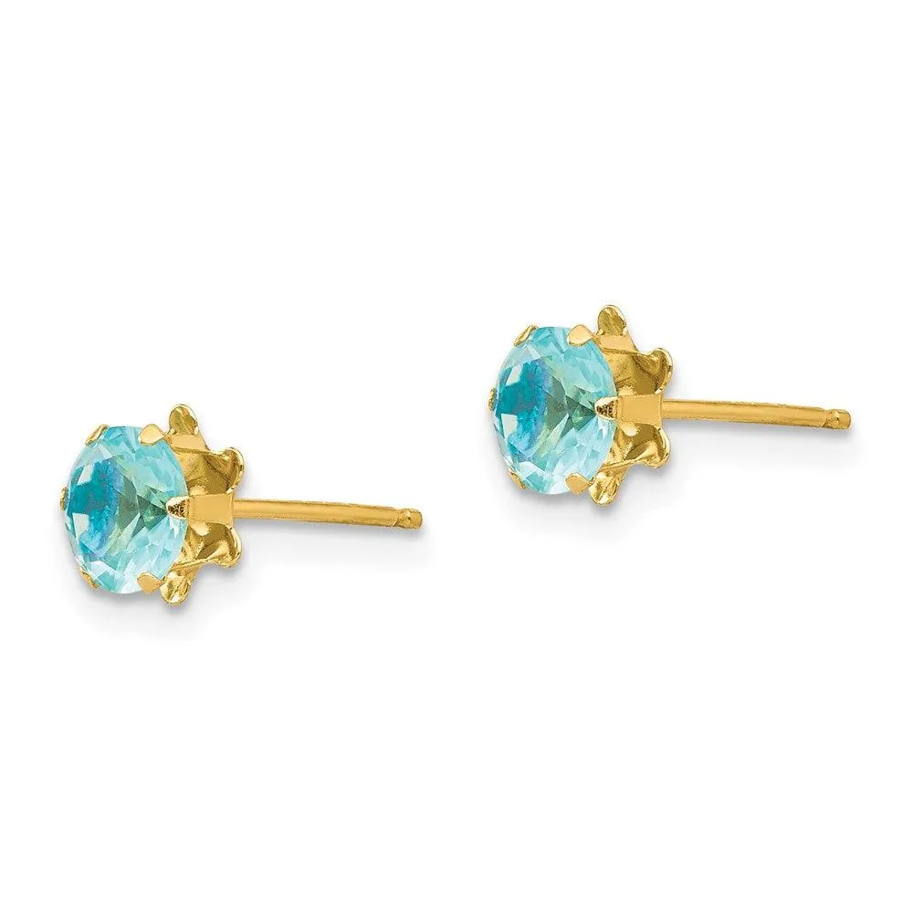 Madi K Kid's 14k  5mm Synthetic (Mar) Earrings