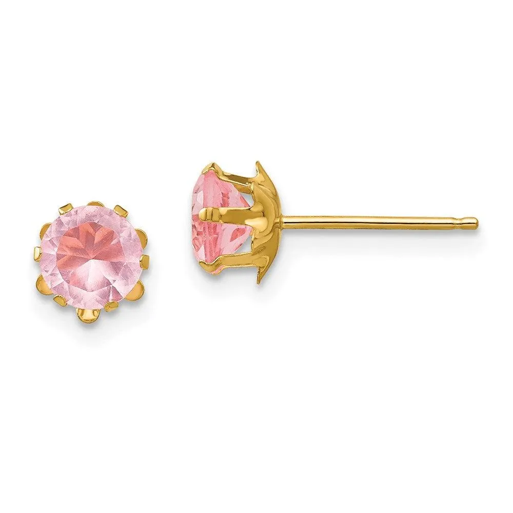 Madi K Kid's 14k  5mm Synthetic (Oct) Earrings