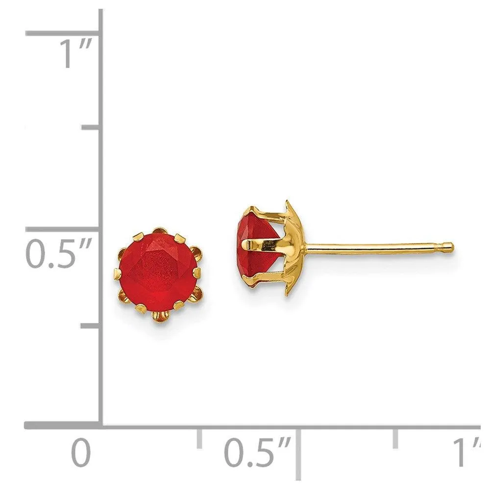 Madi K Kid's 14k  5mm Synthetic Ruby (Jul) Earrings