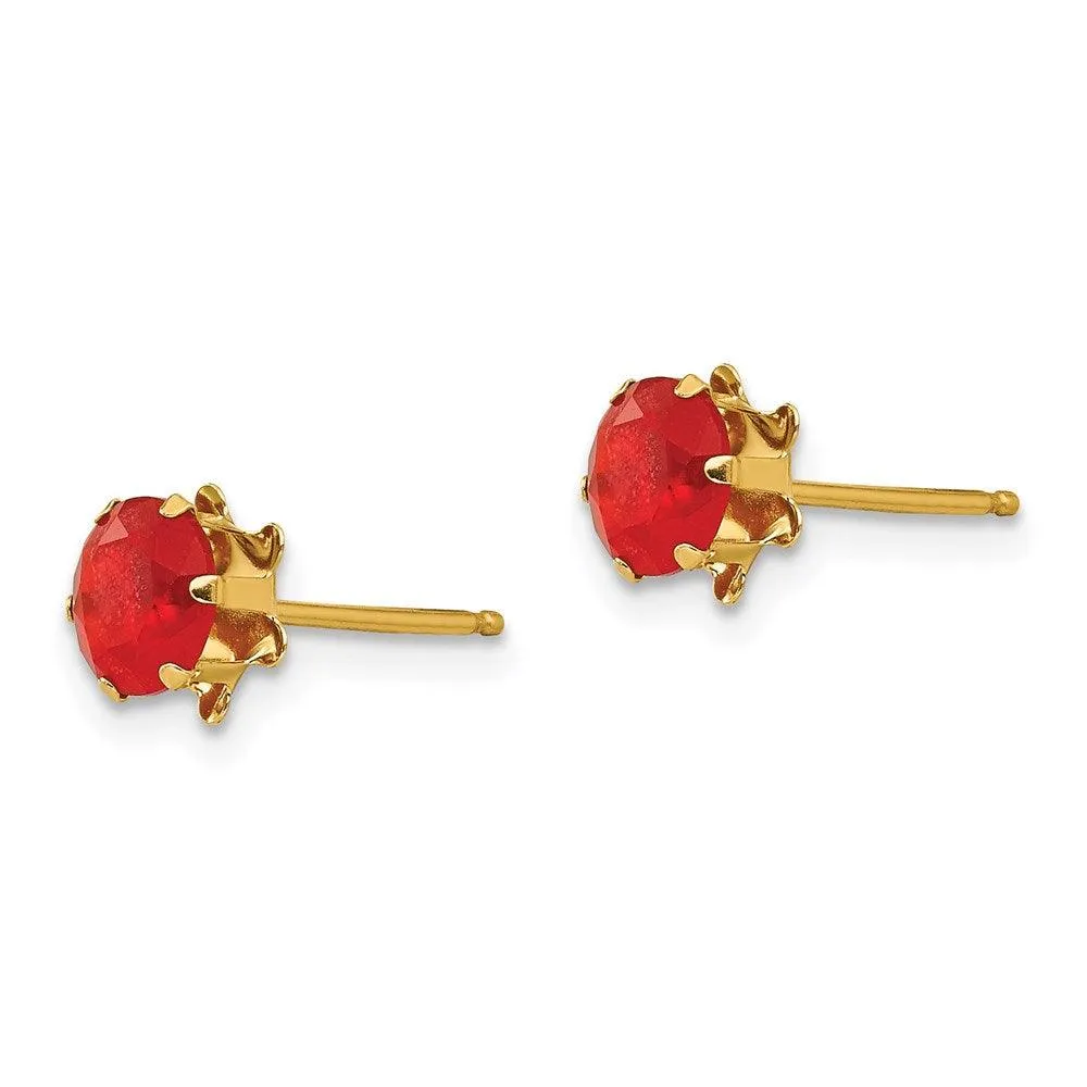Madi K Kid's 14k  5mm Synthetic Ruby (Jul) Earrings