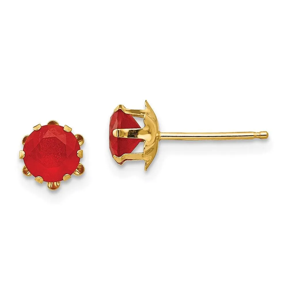Madi K Kid's 14k  5mm Synthetic Ruby (Jul) Earrings