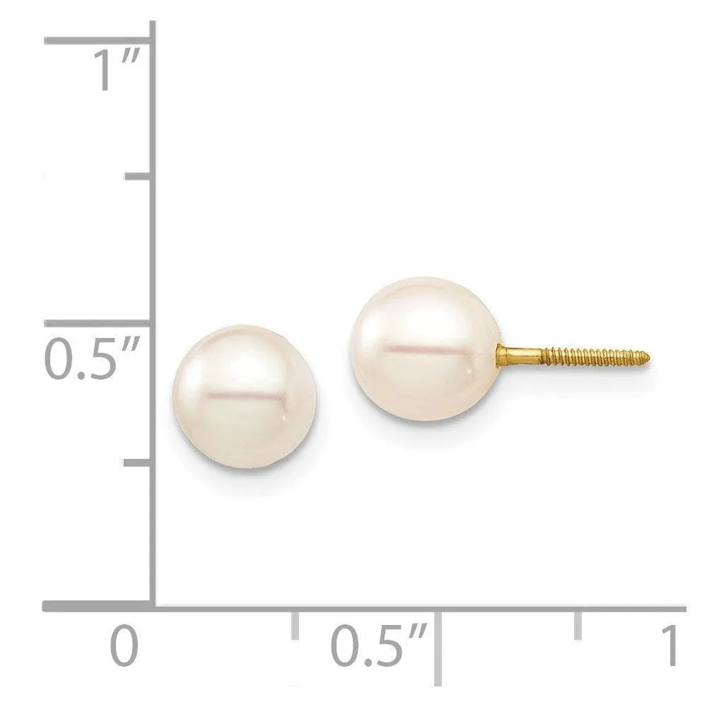 Madi K Kid's 14K  6-7 White Round Freshwater Cultured Pearl Stud Post Screwback Ea