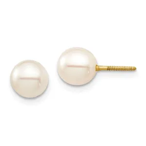 Madi K Kid's 14K  6-7 White Round Freshwater Cultured Pearl Stud Post Screwback Ea