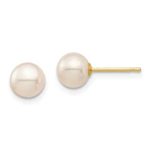 Madi K Kid's 14K  6-7mm White Round Freshwater Cultured Pearl Stud Post Earrings