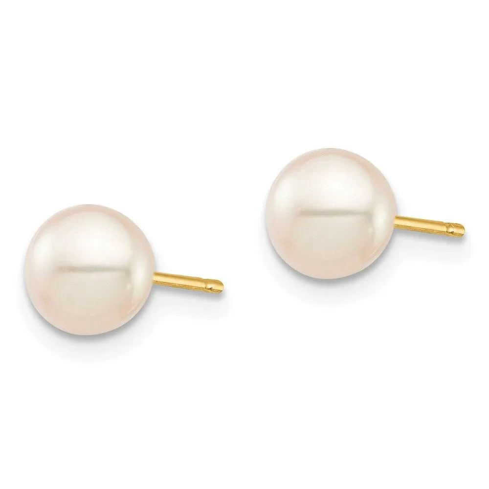 Madi K Kid's 14K  6-7mm White Round Freshwater Cultured Pearl Stud Post Earrings