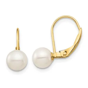 Madi K Kid's 14K  6-7mm White Round FW Cultured Pearl Leverback Earrings