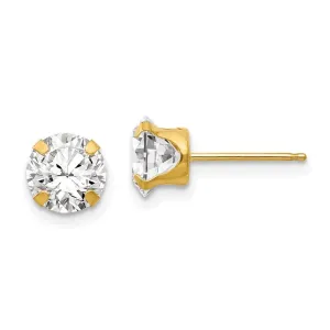 Madi K Kid's 14k  6.5mm CZ Post Earrings