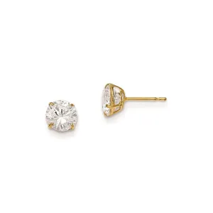 Madi K Kid's 14k  6mm Round CZ Basket Set Stud Earrings