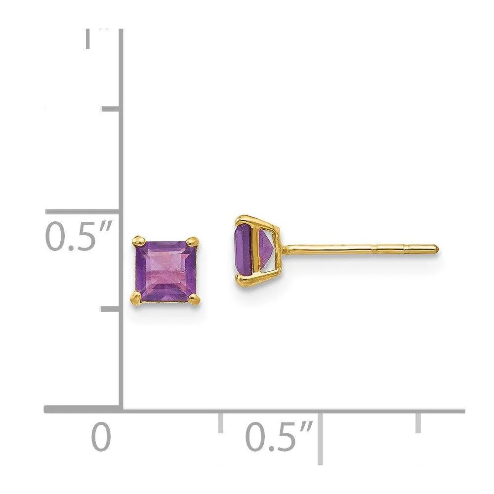 Madi K Kid's 14k  Amethyst 4mm Square Post Earrings