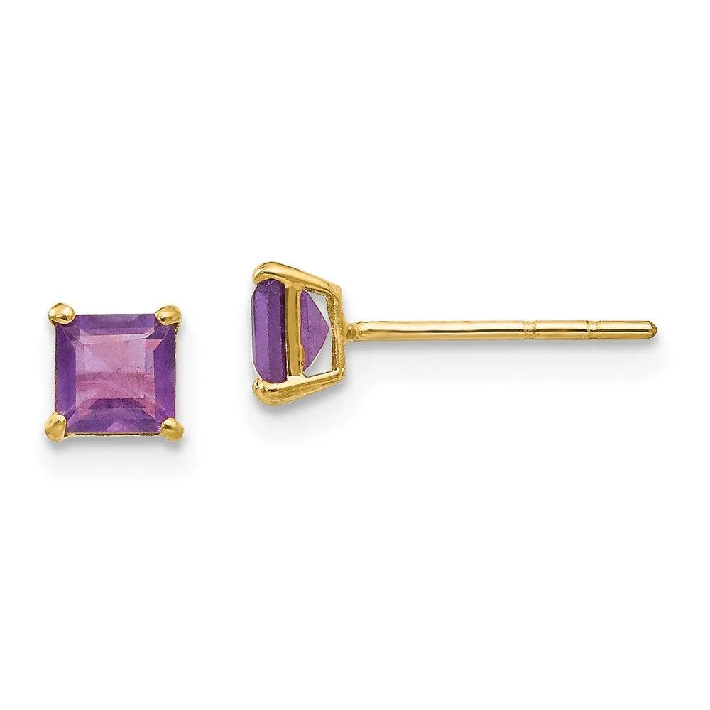 Madi K Kid's 14k  Amethyst 4mm Square Post Earrings