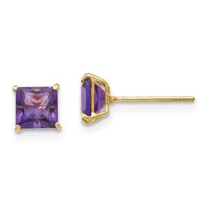 Madi K Kid's 14k  Amethyst 5mm Square Post Earrings