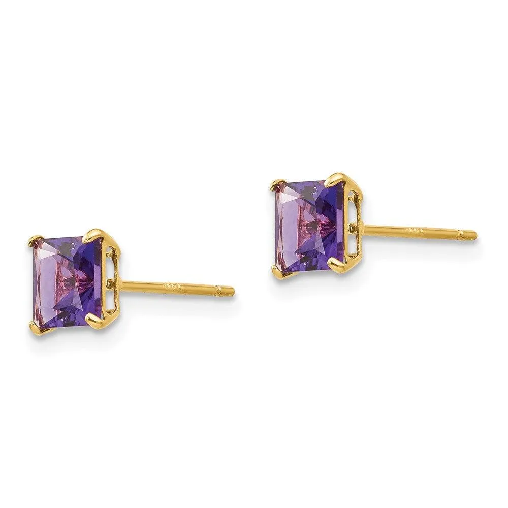 Madi K Kid's 14k  Amethyst 5mm Square Post Earrings