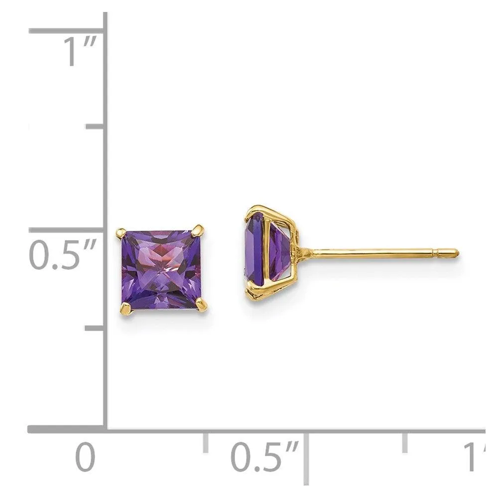 Madi K Kid's 14k  Amethyst 5mm Square Post Earrings