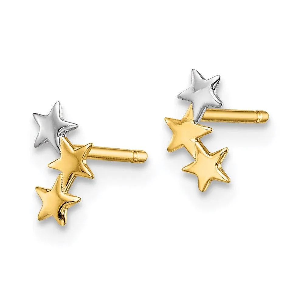 Madi K Kid's 14k  & White Rhodium 3-Star Post Earrings
