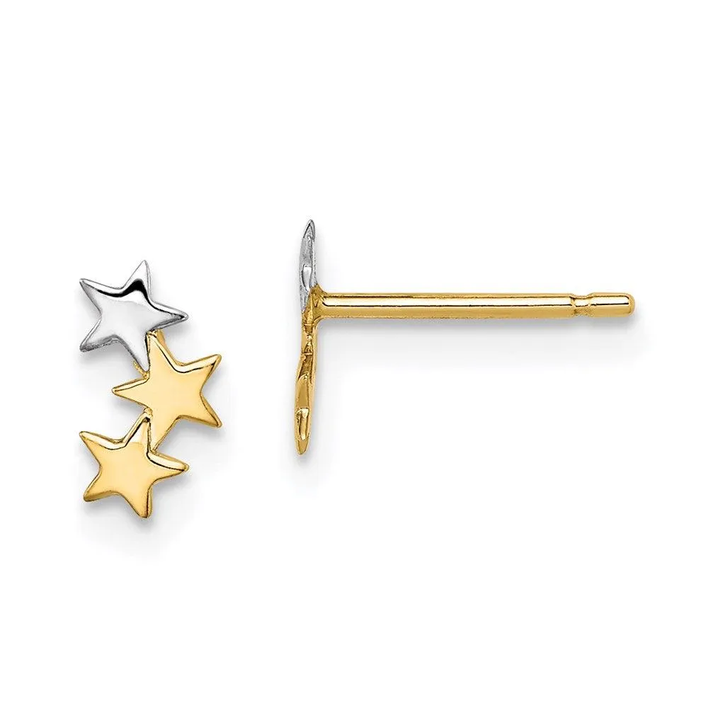 Madi K Kid's 14k  & White Rhodium 3-Star Post Earrings