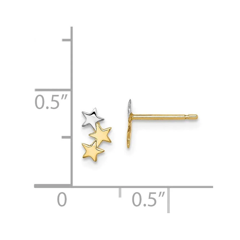 Madi K Kid's 14k  & White Rhodium 3-Star Post Earrings