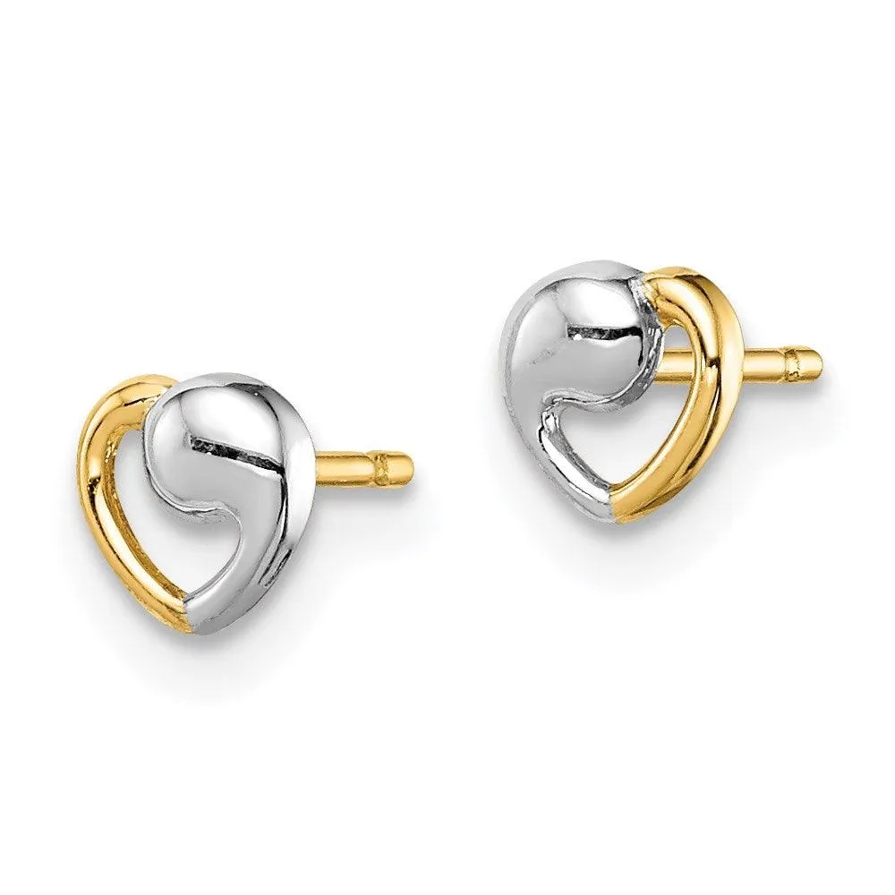 Madi K Kid's 14k  & White Rhodium Heart Post Earrings