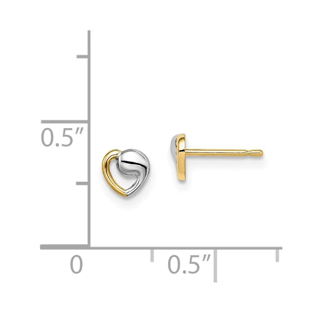 Madi K Kid's 14k  & White Rhodium Heart Post Earrings