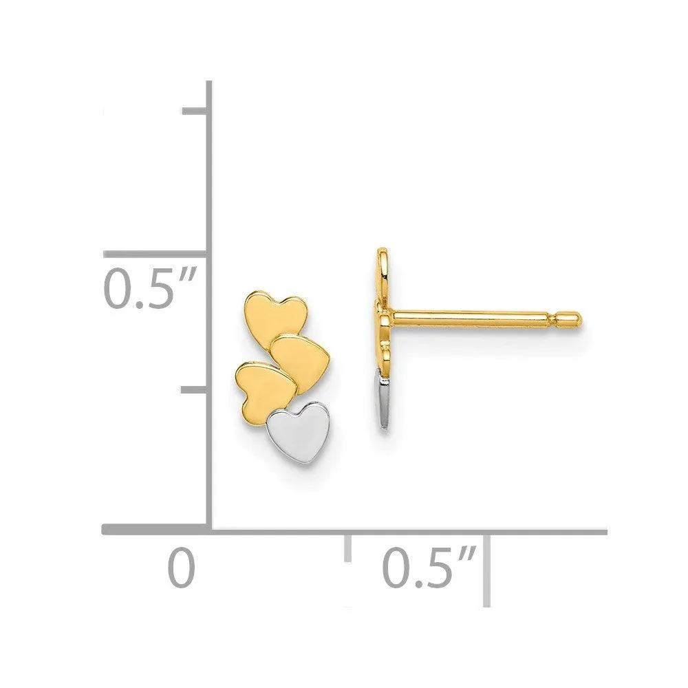 Madi K Kid's 14k  & White Rhodium Hearts Post Earrings