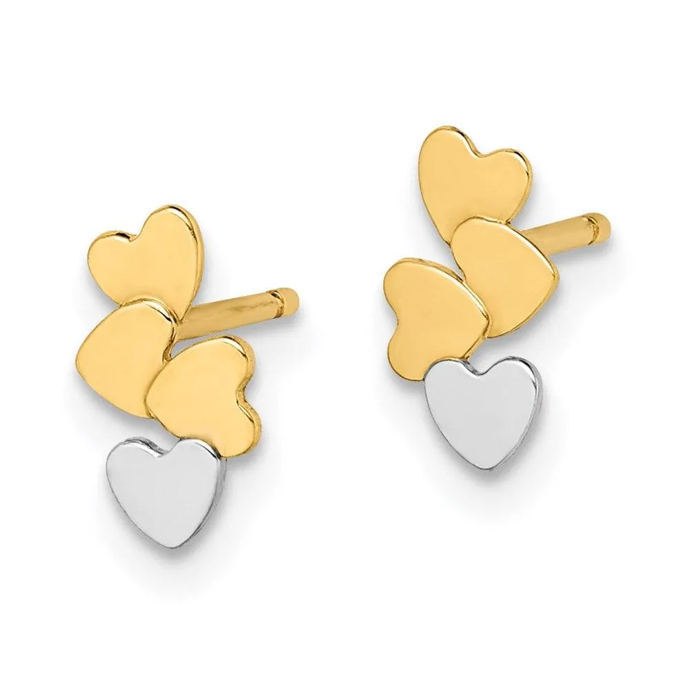 Madi K Kid's 14k  & White Rhodium Hearts Post Earrings