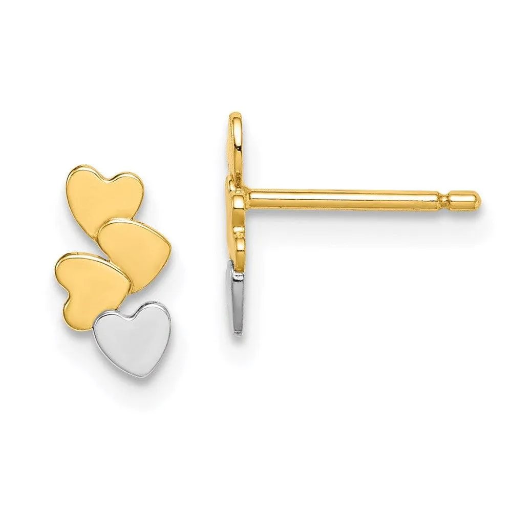 Madi K Kid's 14k  & White Rhodium Hearts Post Earrings