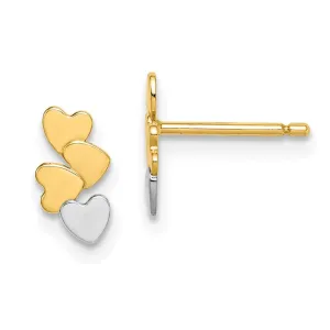 Madi K Kid's 14k  & White Rhodium Hearts Post Earrings